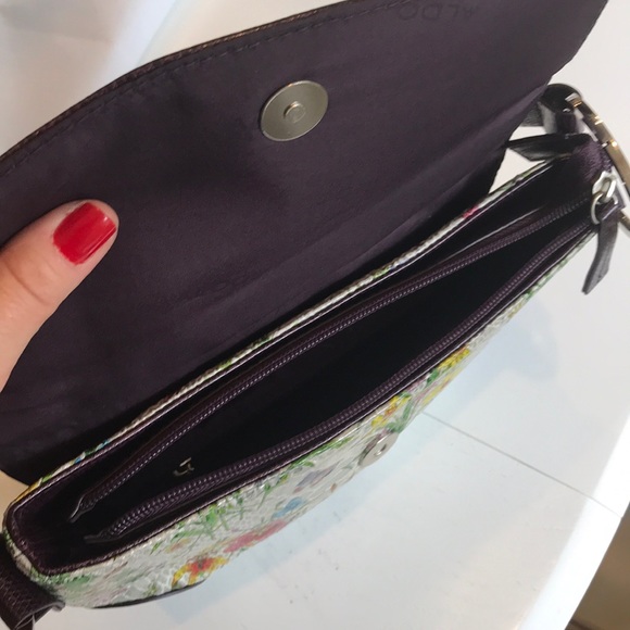 ALDO snake pattern grey purple flowers sm hand bag - Picture 5 of 6